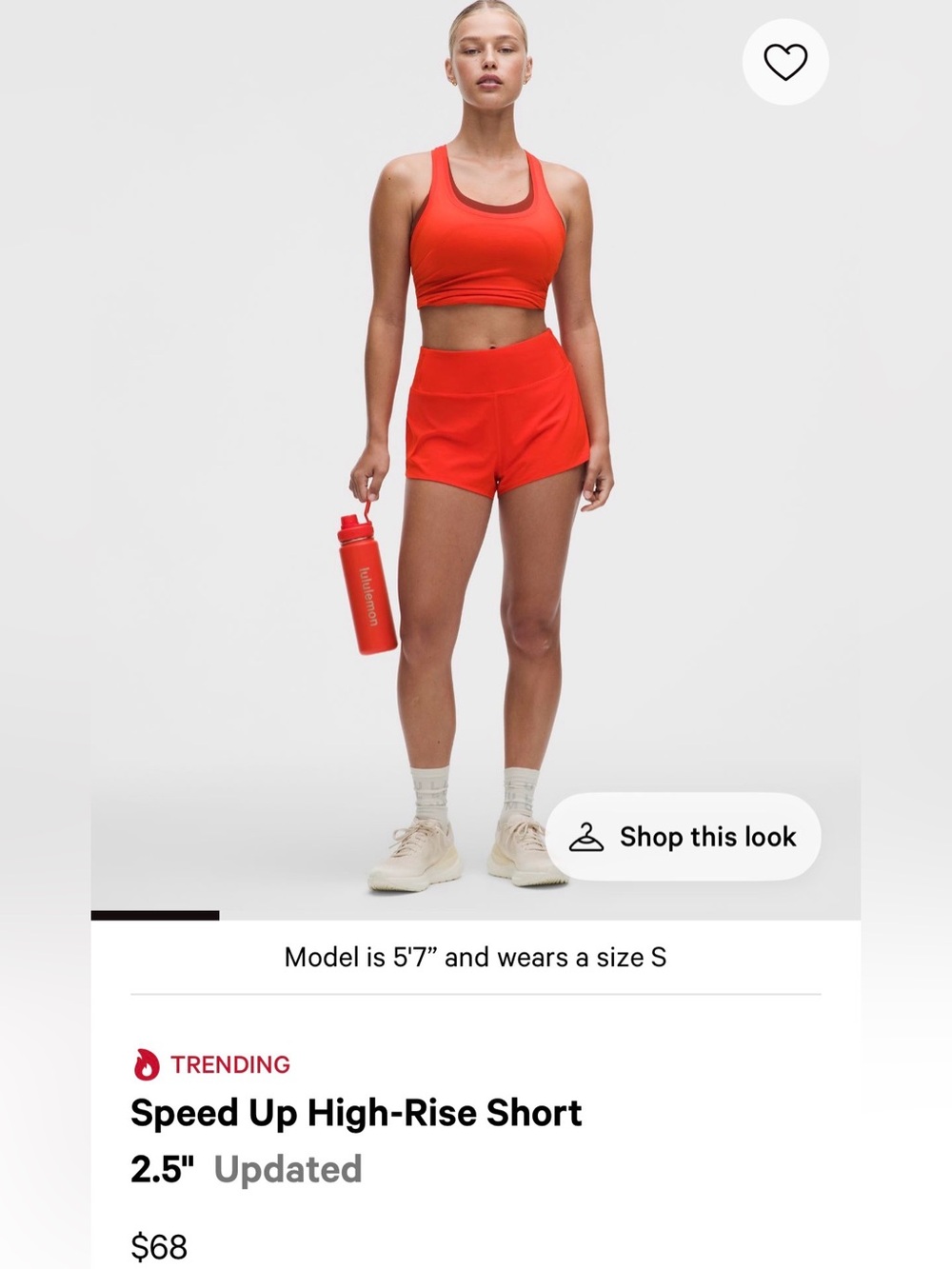 Lululemon Speed Up High-Rise Shorts - color: cherry ember (orange)